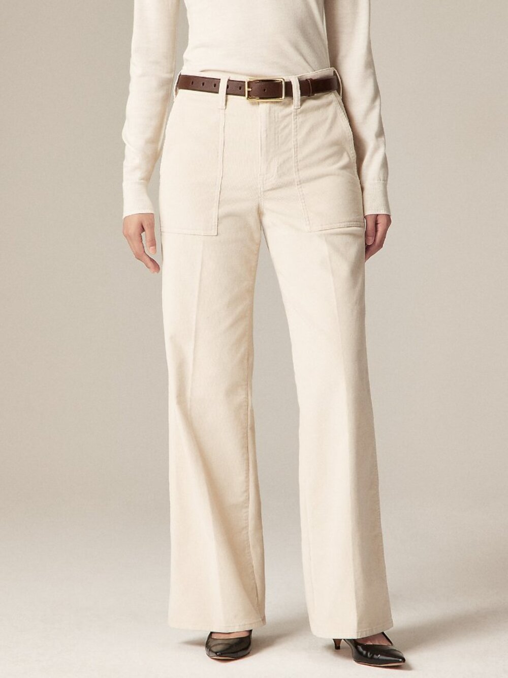 J. CREW Pants Womens 28 Beige Camp-Pocket Wide-Leg‎ Pant in Stretch Corduroy